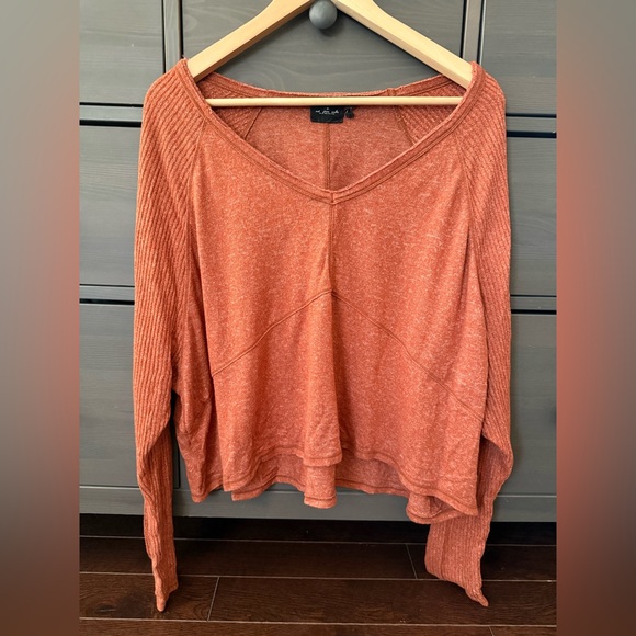 Urban Outfitters Sweaters - Urban Outfitters Rust Long Sleeve V-Neck Sweater Top